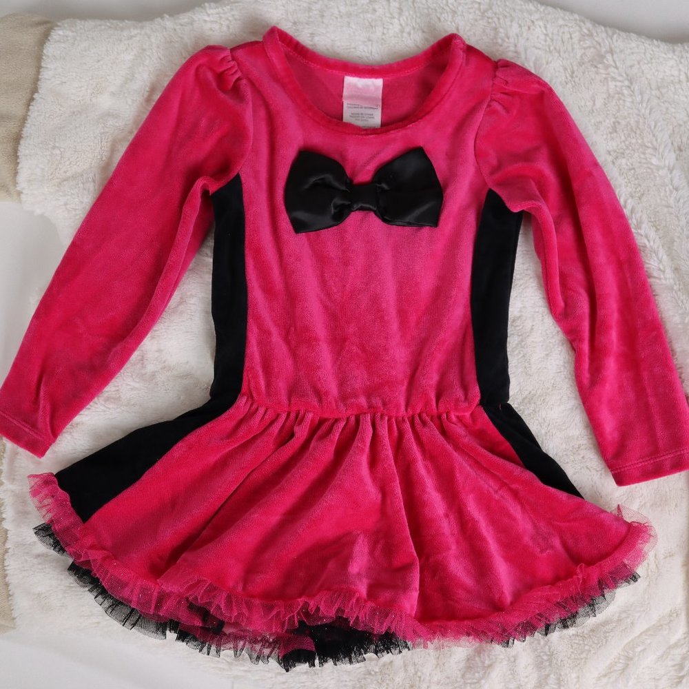 Nannette NWOT Hot Pink Black Tutu Velvet Girl Dress Party Birthday Holiday 4T